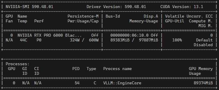 nvidia-smi во время инференса